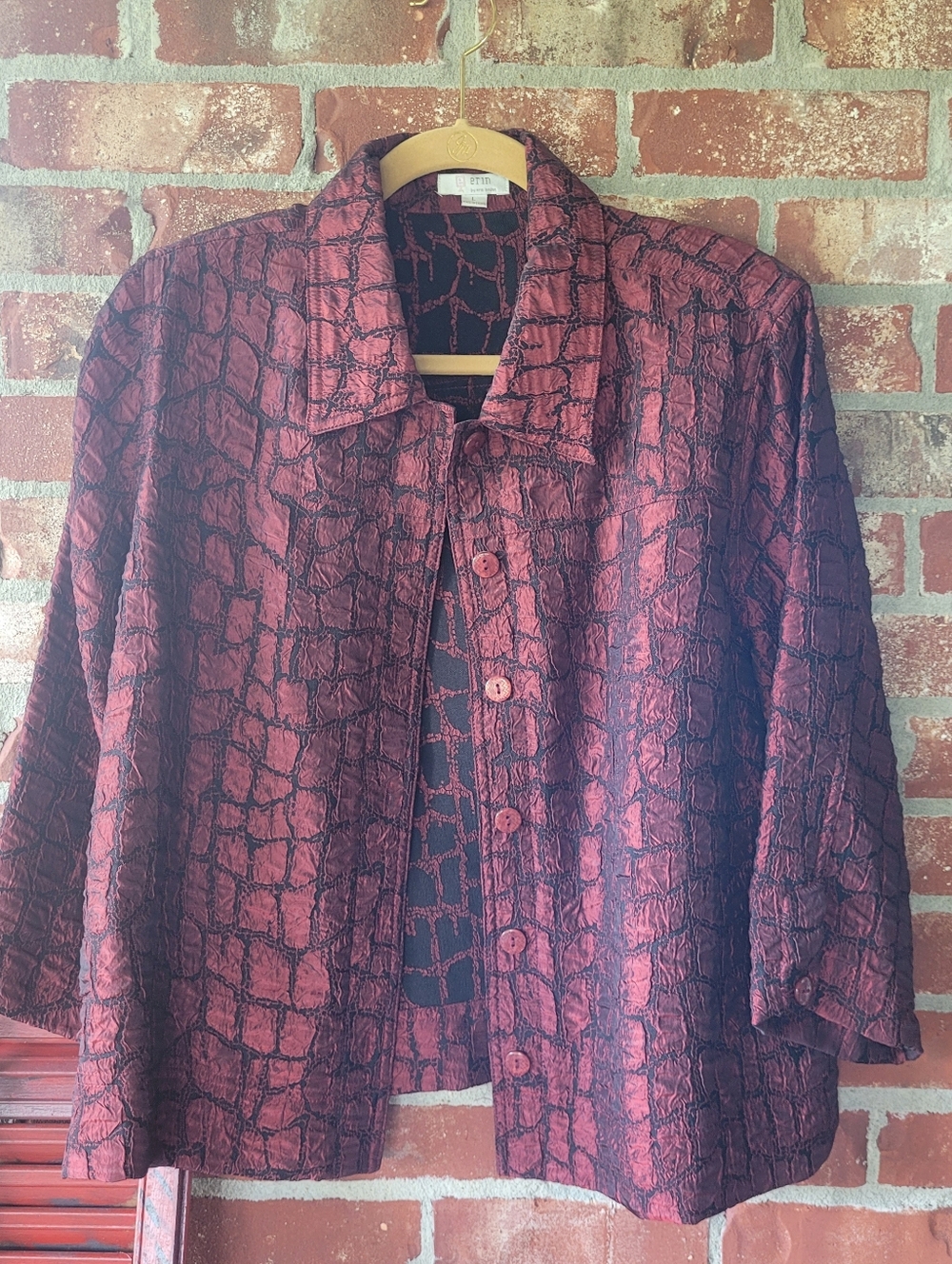 Women's Textured Red Pattern Jacket